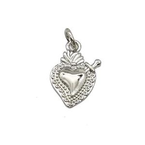 Sacred Heart Charms Copper Pendant Platinum Plated, approx 10-13mm