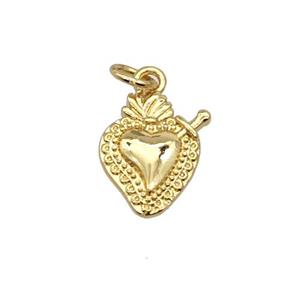 Sacred Heart Charms Copper Pendant Gold Plated, approx 10-13mm