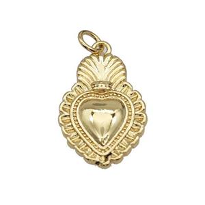 Sacred Heart Charms Copper Pendant Gold Plated, approx 14.5-20mm