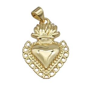 Sacred Heart Charms Copper Pendant Gold Plated, approx 17-24mm