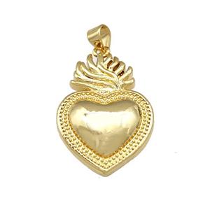 Sacred Heart Charms Copper Pendant Gold Plated, approx 19-27mm