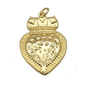 Copper Heart Pendant Crown Gold Plated, approx 21-30mm