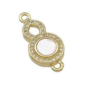 Copper Gourd Connector Pave Shell Zirconia 18K Gold Plated, approx 11-17mm