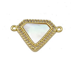 Copper Triangle Pendant Pave Shell Zirconia 18K Gold Plated, approx 14-16mm