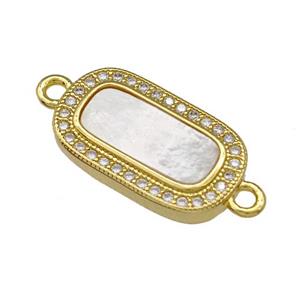 Copper Rectangle Connector Pave Shell Zirconia 18K Gold Plated, approx 10-17mm