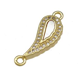 Copper Leaf Connector Pave Shell Zirconia 18K Gold Plated, approx 8-18mm
