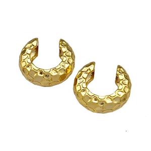 Copper Clip Earrings Hammered Gold Plated, approx 14mm
