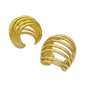 Copper Clip Earrings Hollow Gold Plated, approx 20-25mm