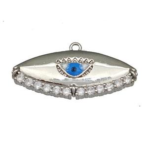 Copper Evil Eye Charms Pendant Micro Pave Zirconia Platinum Plated, approx 12-27mm
