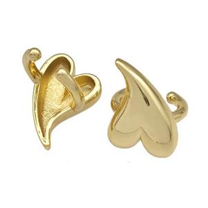 Copper Clip Earrings Heart Gold Plated, approx 12-16mm, 14mm dia