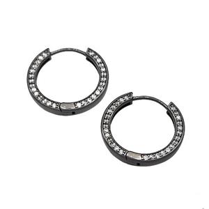 Copper Hoop Earrings Micro Pave Zirconia Black Plated, approx 19mm