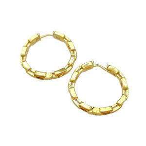 Copper Hoop Earrings Micro Pave Zirconia Gold Plated, approx 27mm