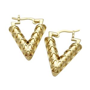 Copper Latchback Earrings V-Shape Gold Plated, approx 20-25mm