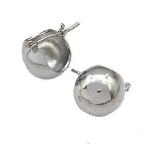 Copper Latchback Earrings Hollow Platinum Plated, approx 14mm