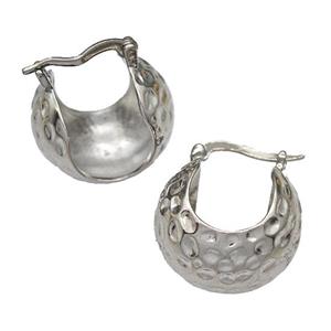 Copper Latchback Earrings Hollow Hammered Platinum Plated, approx 15-20mm