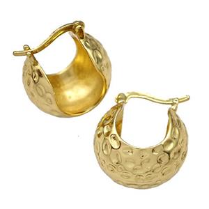 Copper Latchback Earrings Hollow Hammered Gold Plated, approx 15-20mm
