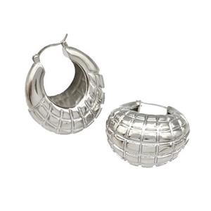 Copper Latchback Earrings Hollow Platinum Plated, approx 17-28mm