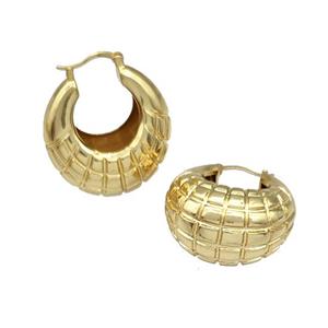 Copper Latchback Earrings Hollow Gold Plated, approx 17-28mm