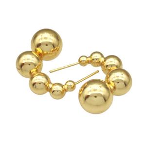 Copper Stud Earrings Hollow Gold Plated, approx 20-30mm