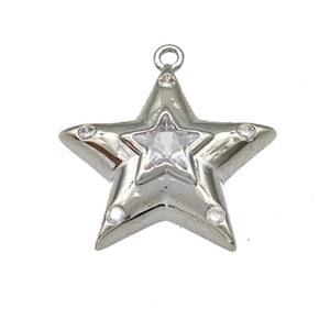 Copper Star Pendant Micro Pave Zirconia Platinum Plated, approx 17mm