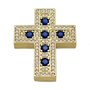 Copper Cross Pendant Micro Pave Zirconia Gold Plated, approx 22-27mm