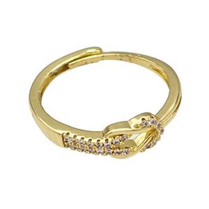 Copper Rings Micro Pave Zirconia Adjustable Gold Plated, approx 5.5mm, 18mm dia