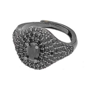 Copper Rings Micro Pave Zirconia Adjustable Black Plated, approx 14mm, 18mm dia