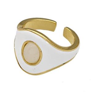 Copper Rings White Enamel Gold Plated, approx 16mm, 18mm dia