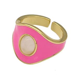 Copper Rings Hotpink Enamel Gold Plated, approx 16mm, 18mm dia
