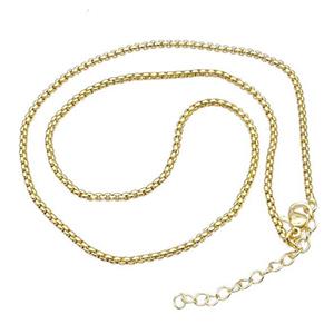 Copper Necklace Chain Gold Plated, approx 2mm, 40-45cm length