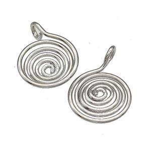 Copper Circle Pendant Swirl Platinum Plated, approx 14mm