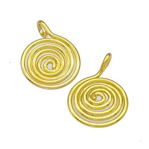 Copper Circle Pendant Swirl Gold Plated, approx 14mm