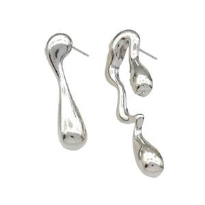 Copper Stud Earrings Platinum Plated, approx 7-28mm, 12-38mm