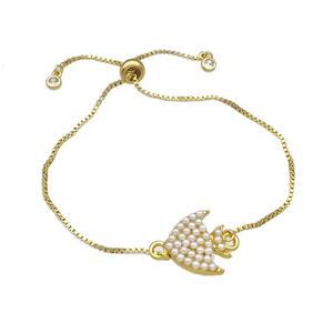 Fish Charms Copper Bracelets Pave Pearlized Resin Adjustable Gold Plated, approx 16mm, 23cm length