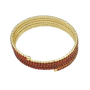 Copper Bangles Pave Red Zircon Gold Plated, approx 2mm, 55mm dia
