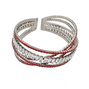 Copper Bangles Pave Red Zircon Platinum Plated, approx 2mm, 55mm dia