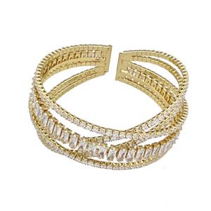 Copper Bangles Pave Zircon Gold Plated, approx 2mm, 55mm dia