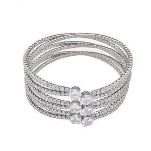 Copper Bangles Micro Pave White Zirconia Platinum Plated, approx 6mm, 2mm, 55mm dia