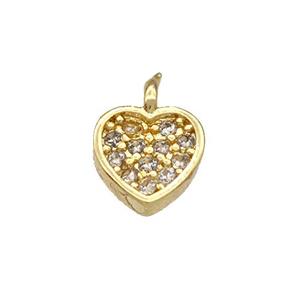 Copper Heart Pendant Micro Pave Zirconia Gold Plated, approx 6mm