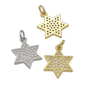 Copper Star Pendant Micropave Zirconia Mixed, approx 14mm