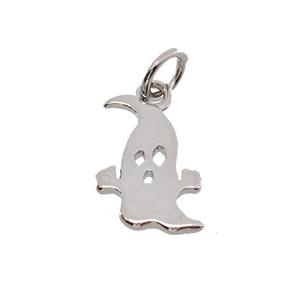 Halloween Ghost Charms Copper Pendant Platinum Plated, approx 9-12mm