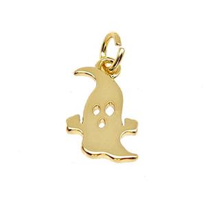 Halloween Ghost Charms Copper Pendant Gold Plated, approx 9-12mm