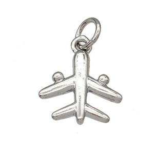 Copper Airplane Charms Pendant Platinum Plated, approx 11mm