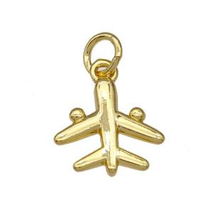 Copper Airplane Charms Pendant Gold Plated, approx 11mm