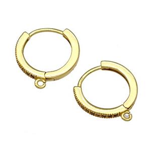 Copper Hoop Earrings Pave Zirconia Gold Plated, approx 16mm