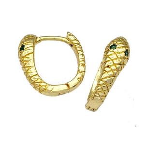 Copper Latchback Earrings Snake Pave Zircon Gold plated, approx 14-15mm