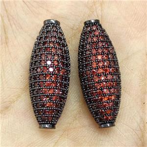 Copper Rice Beads Micro Pave Orange Zirconia Black Plated, approx 10-28mm
