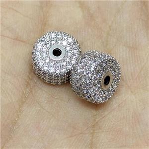Copper Heishi Spacer Beads Micro Zirconia Platinum Plated, approx 6x10mm