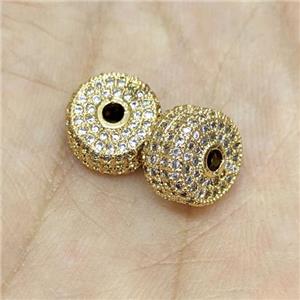 Copper Heishi Spacer Beads Micro Zirconia Gold Plated, approx 6x10mm