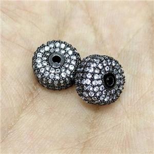 Copper Heishi Spacer Beads Micro Zirconia Black Plated, approx 6x10mm